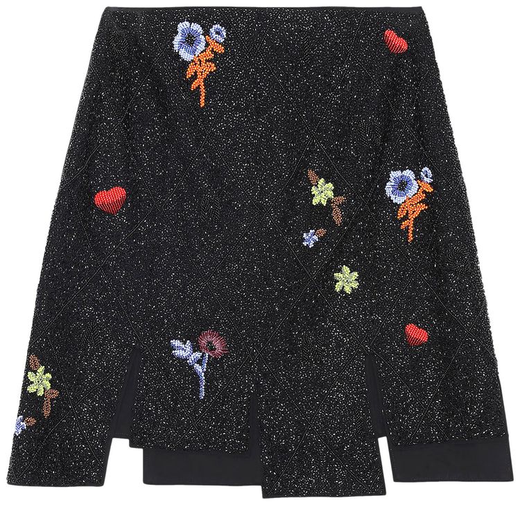 GANNI Beaded Mini Skirt Black Beads