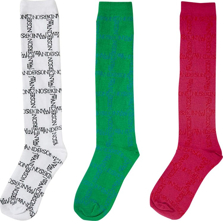JW Anderson Logo Sock Bundle 'White/Green/Pink'