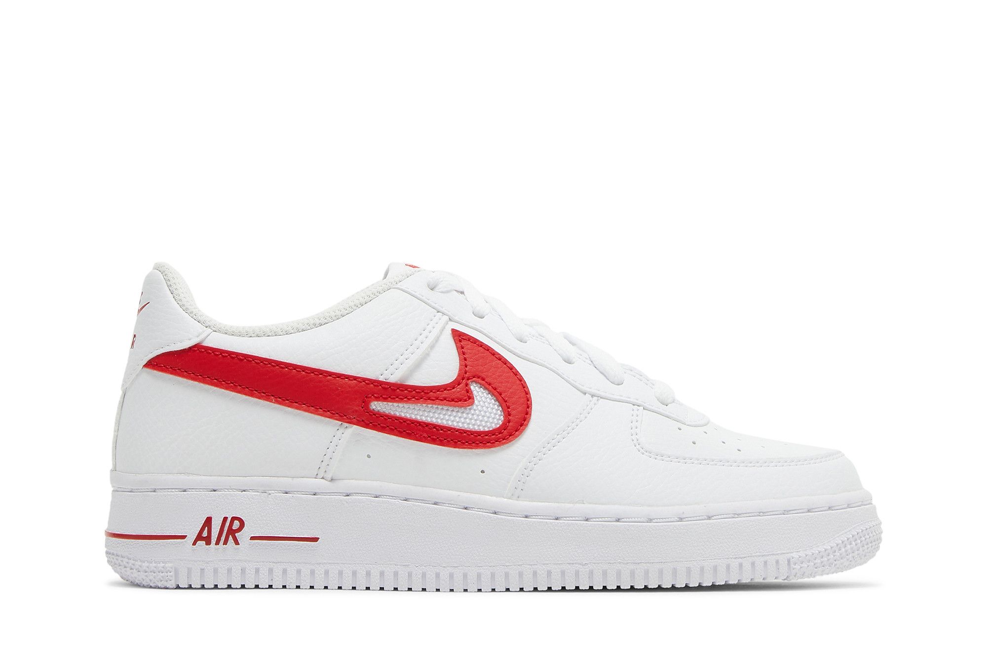 White air forces red swoosh on sale