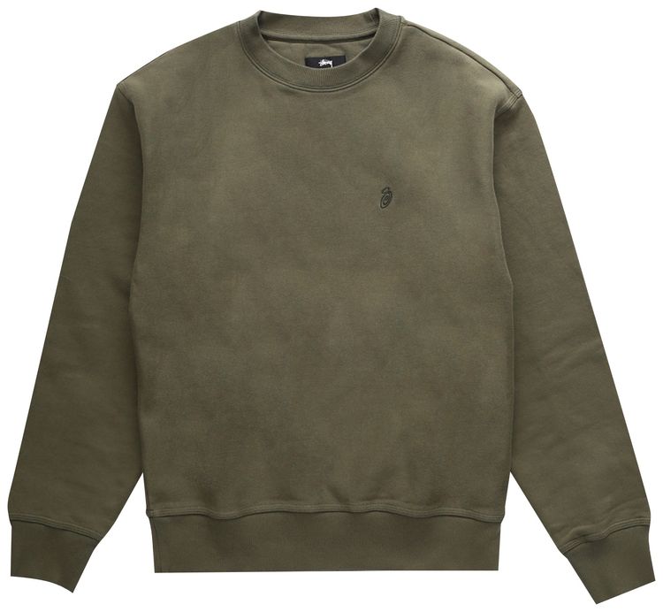 Stussy Swirl Applique Crew Olive