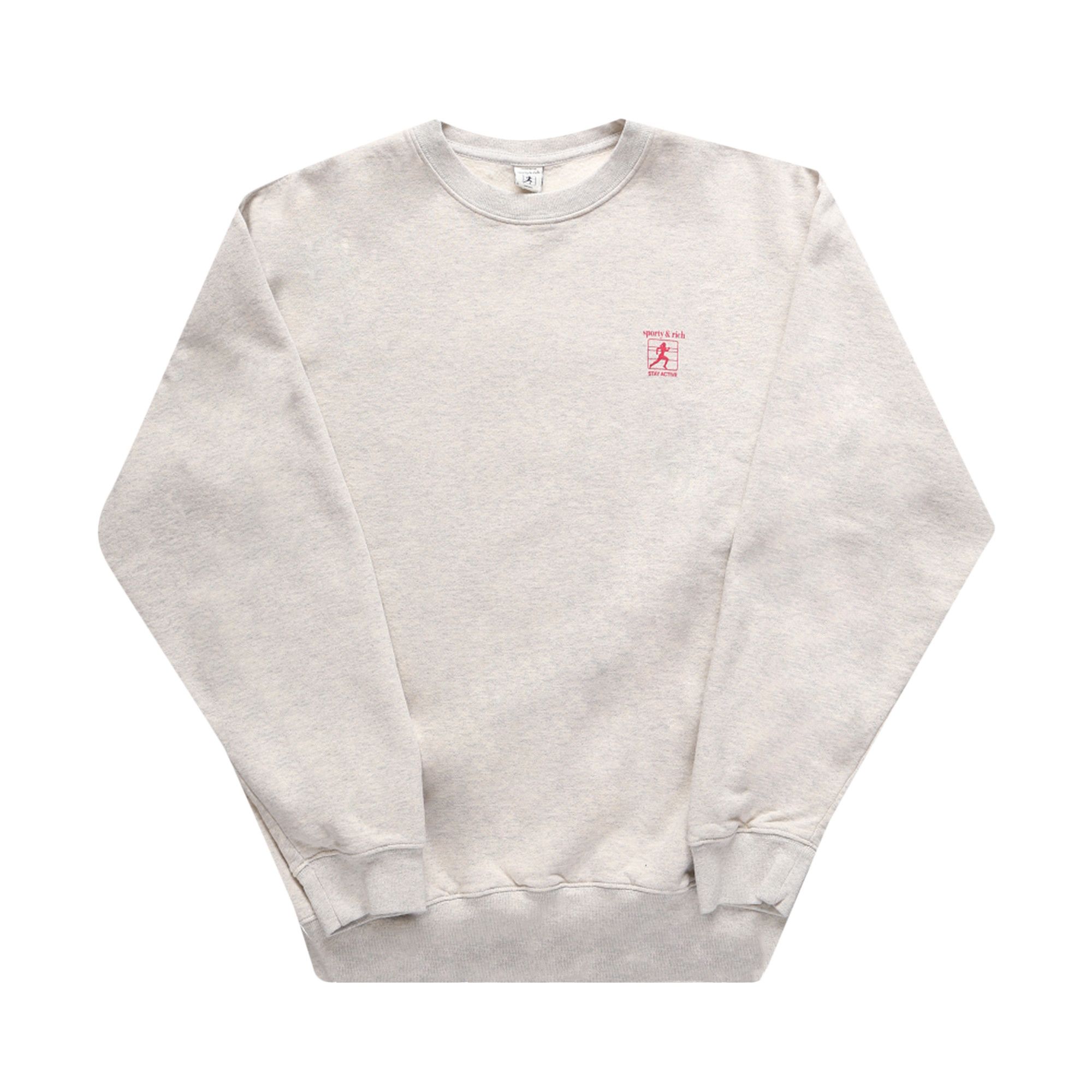 Buy Sporty & Rich Jogger Crewneck 'Heather Oatmeal/Red' - SR2FA