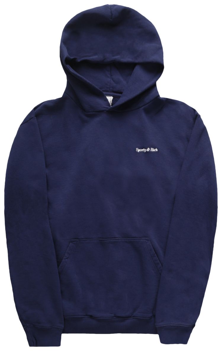 Sporty  Rich Classic Logo Hoodie NavyWhite