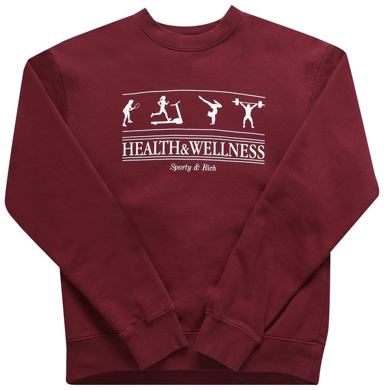 Sporty  Rich Health  Wellness Crewneck MerlotWhite