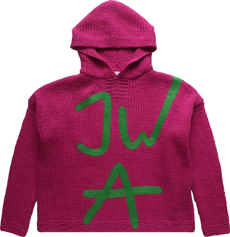 JW Anderson Handknit Chunky Hoodie PurpleGreen