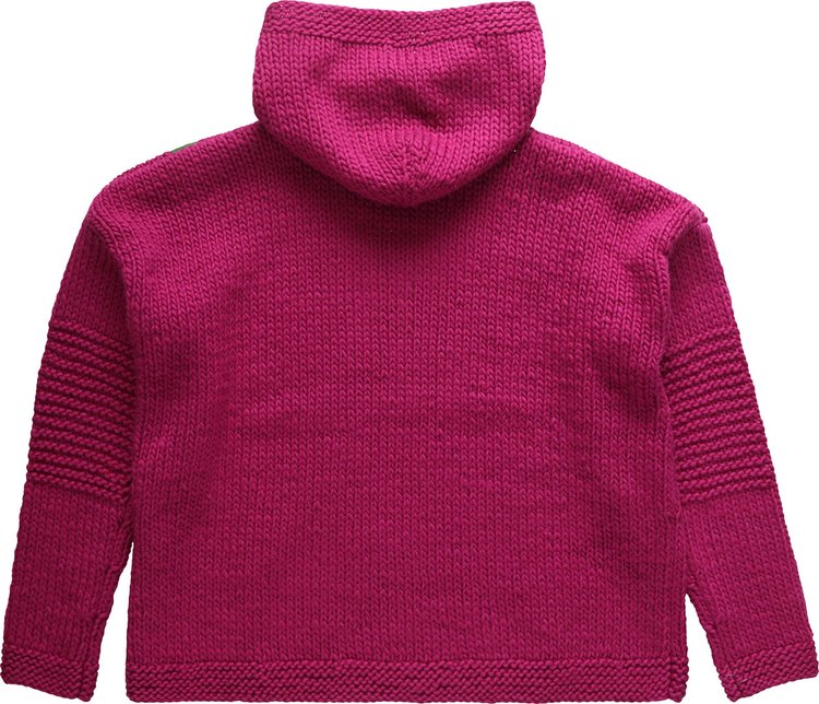 JW Anderson Handknit Chunky Hoodie PurpleGreen