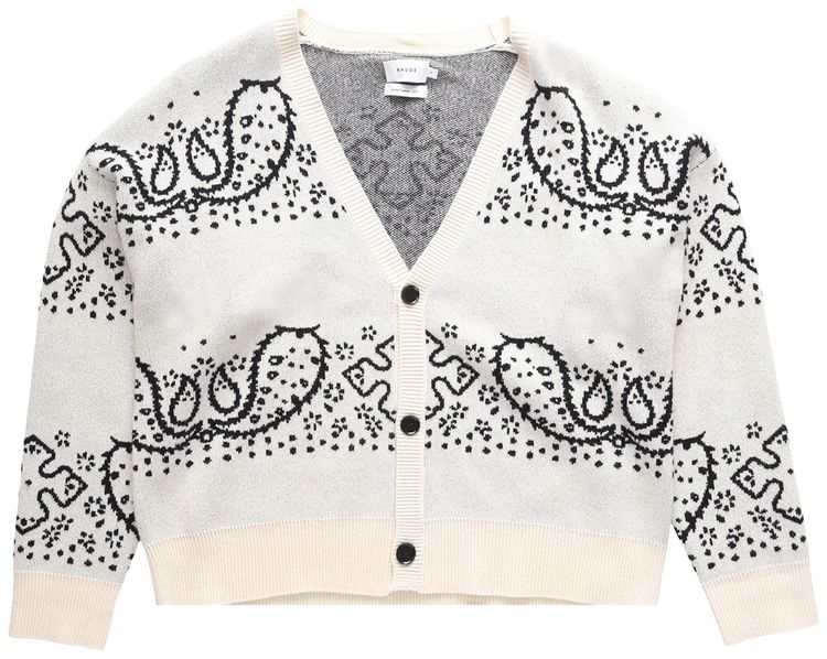 Rhude Bandana Stripe Cardigan CremeBlack