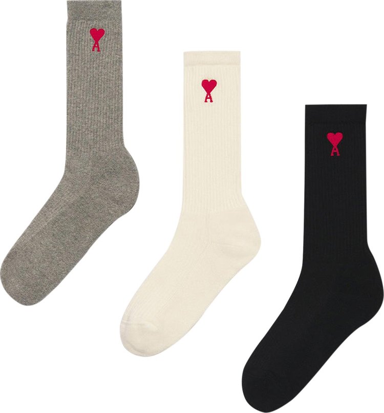 Ami Three-Pack ADC Socks 'Off White/Grey/Black'