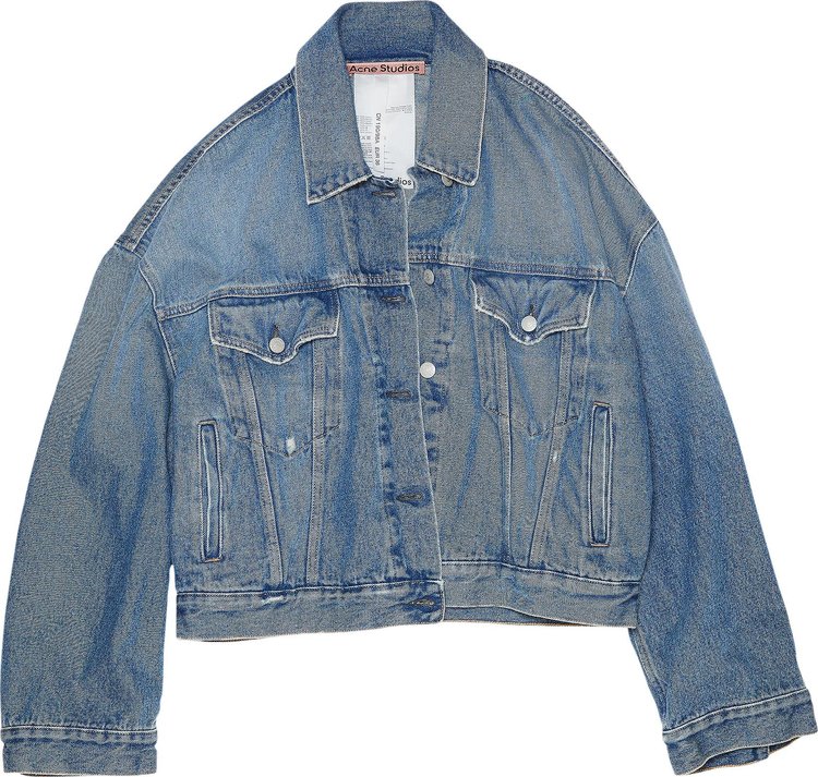 Buy Acne Studios Cropped Denim Jacket 'Mid Blue' - A90390 GOAT MID | GOAT