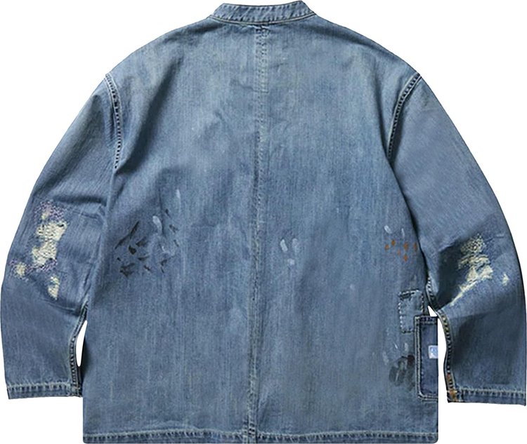 Liberaiders Paint Splatter Denim Coverall Jacket  Indigo