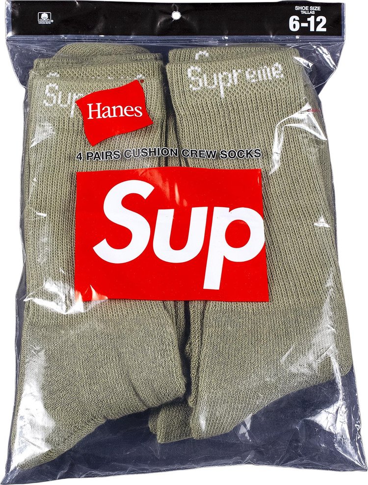 Supreme x Hanes Crew Socks (4 Pack) 'Olive'