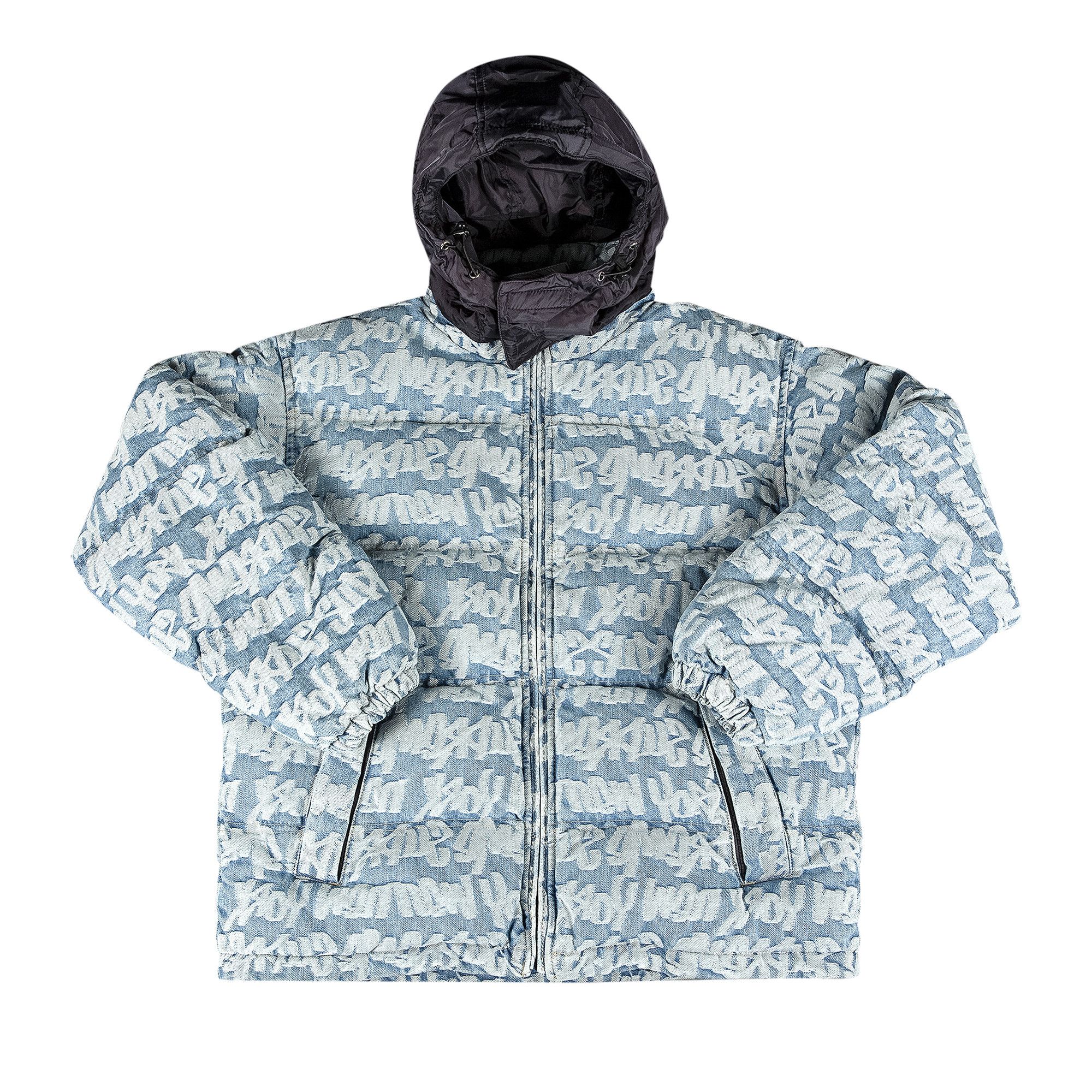 Supreme Fat Tip Jacquard Denim Puffer Jacket 'Blue' | GOAT