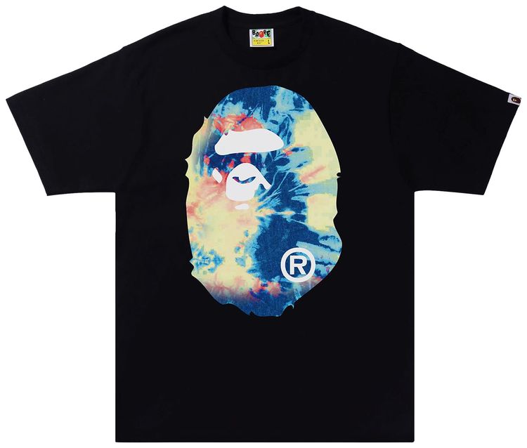 BAPE Tie Dye Big Ape Head Tee BlackMulticolor