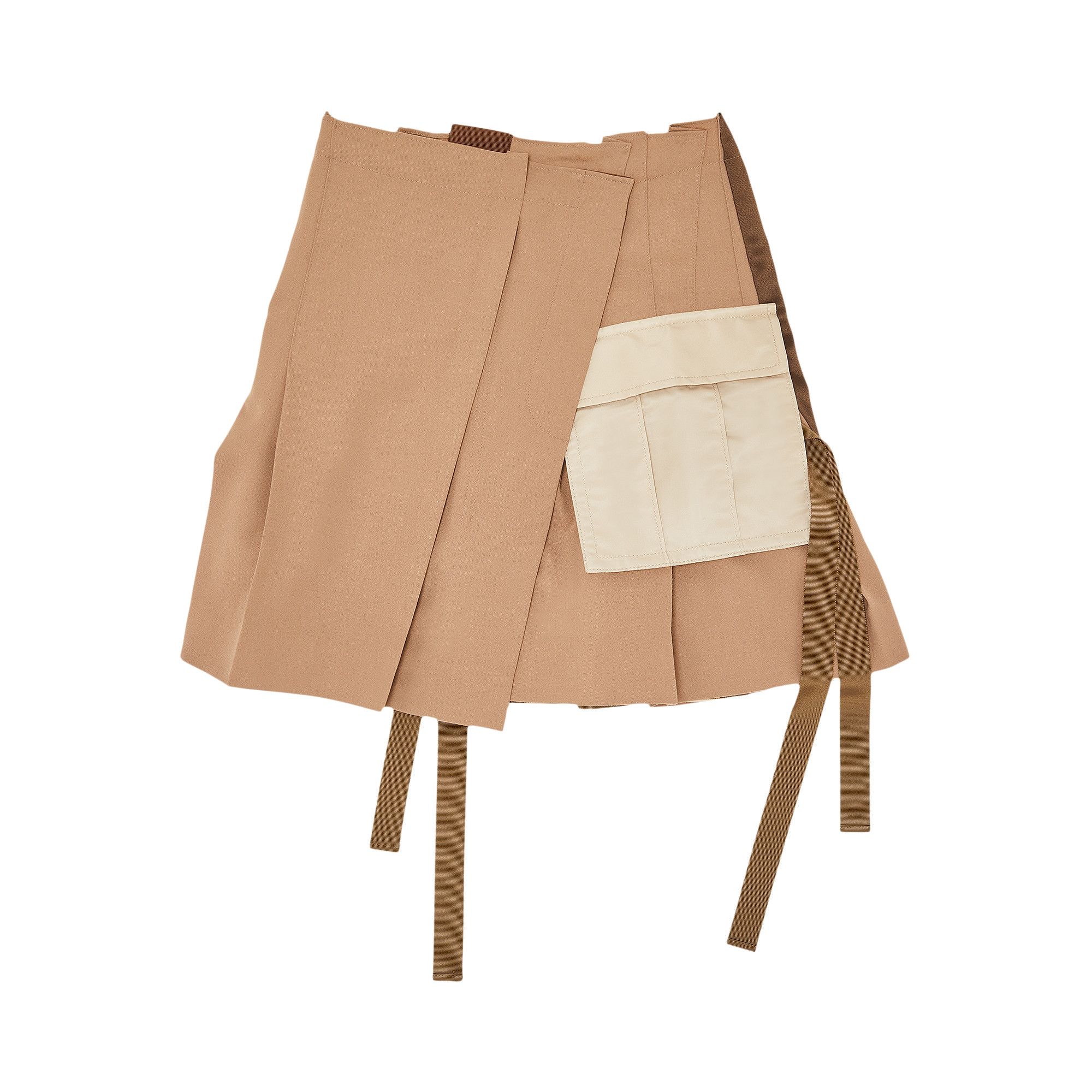 Buy Sacai Twill Assymetric Pleated Mini Skirt 'Beige Buy Sacai Twill Assymetric Pleated Mini Skirt 'Beige