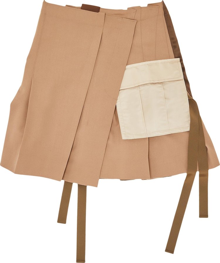Sacai Twill Assymetric Pleated Mini Skirt 'Beige'