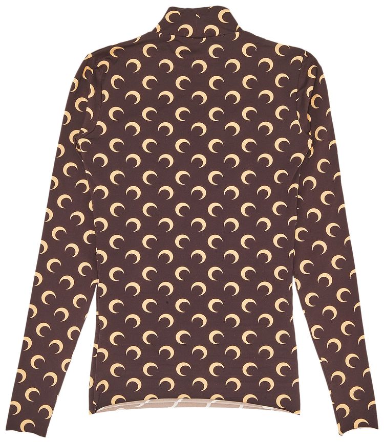 Marine Serre Crescent Moon Print Turtleneck Top Brown