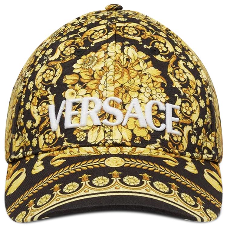 Versace Barocco Print Logo Cap GoldBlack