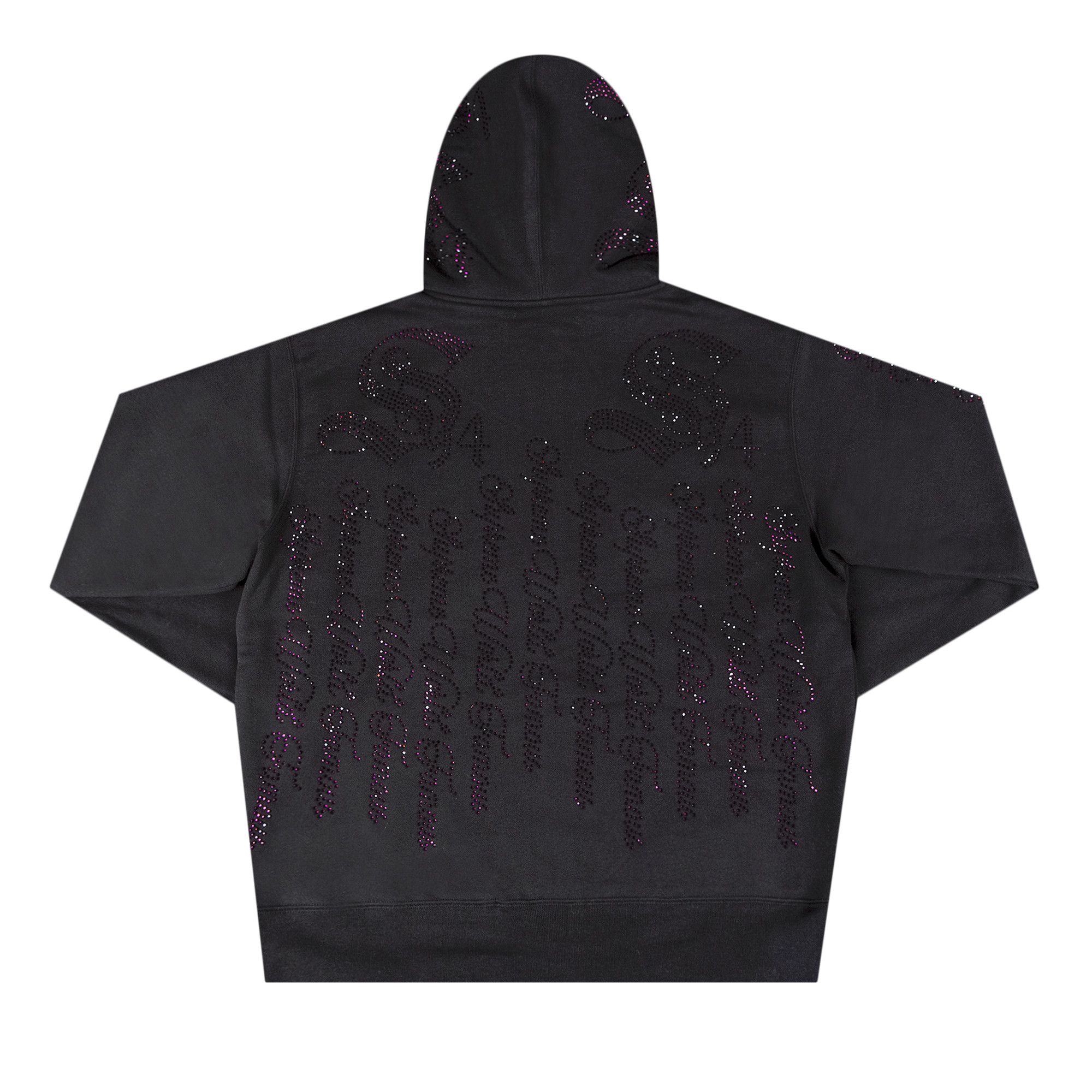 Buy Supreme Rhinestone Zip Up Hooded Sweatshirt 'Black