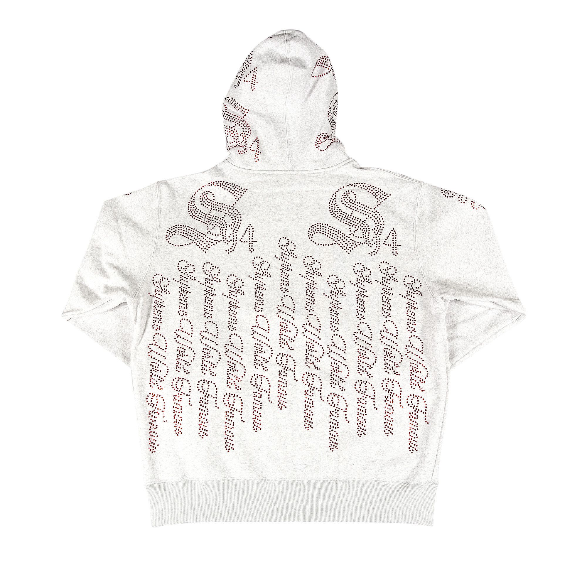 Buy Supreme Rhinestone Zip Up Hooded Sweatshirt 'Ash Grey