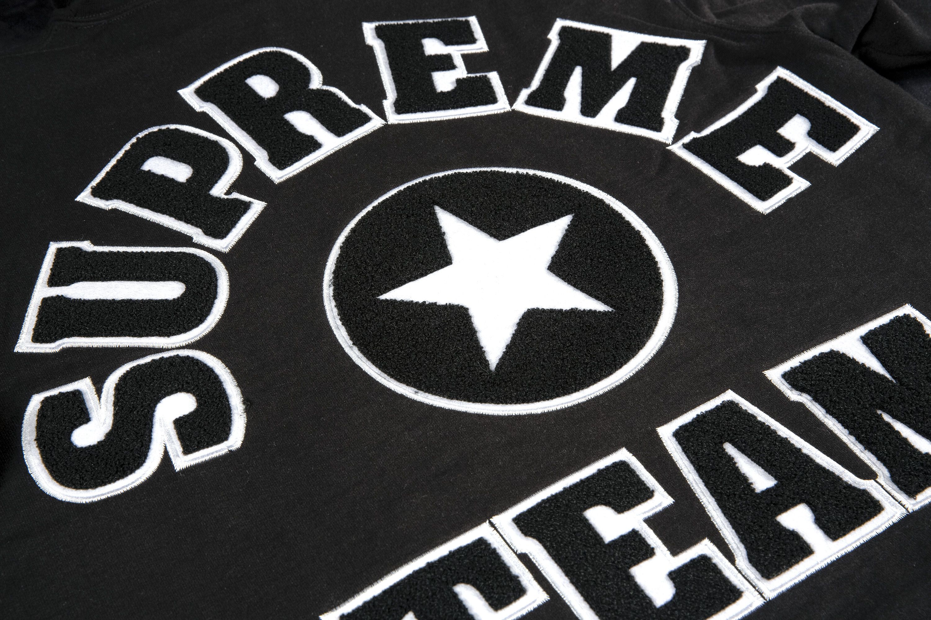 Buy Supreme Team Chenille Hooded Sweatshirt 'Black Buy Supreme Team Chenille Hooded Sweatshirt 'Black