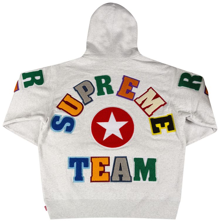Supreme Team Chenille Hooded Sweatshirt Ash Grey