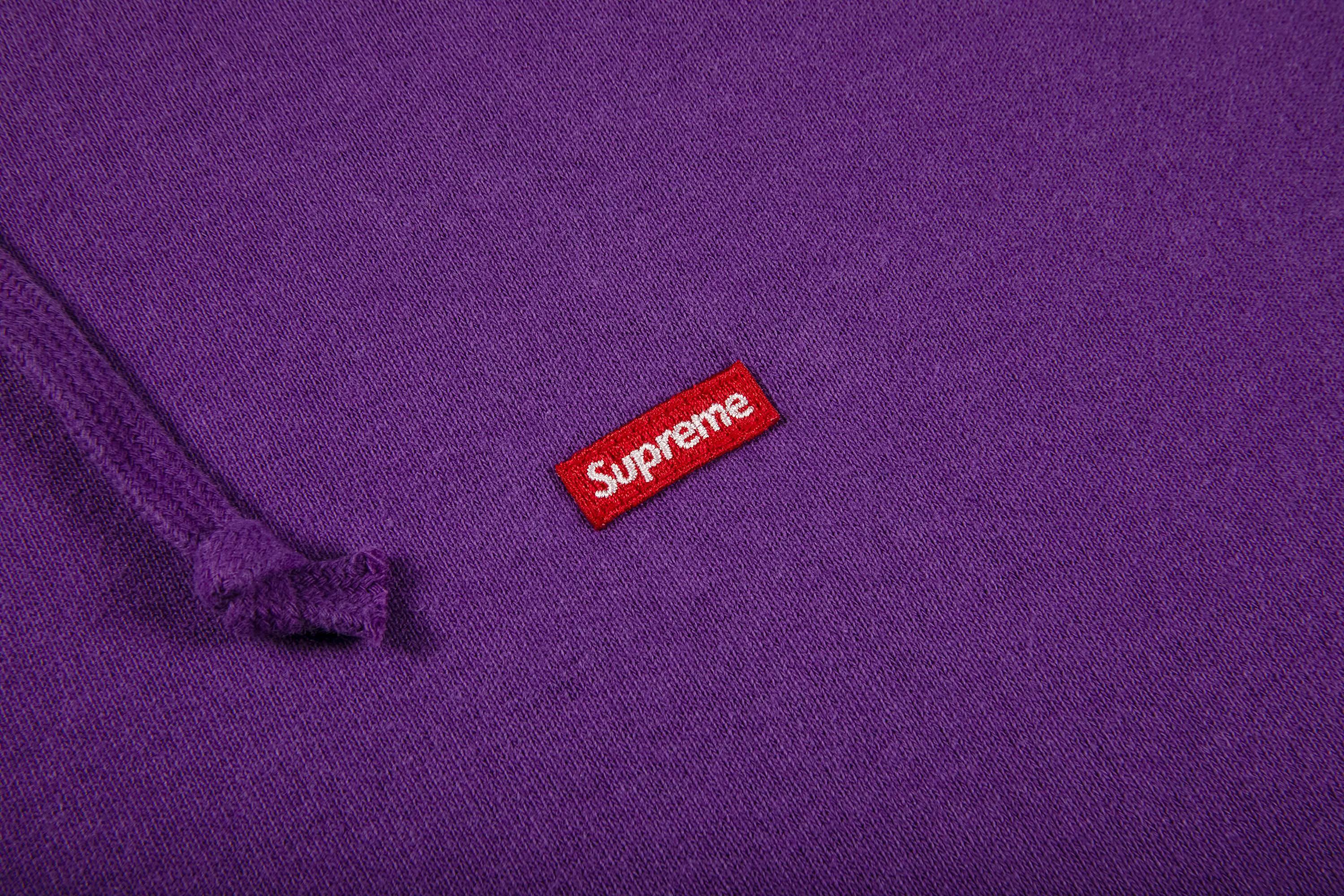 Purple on red box logo shop