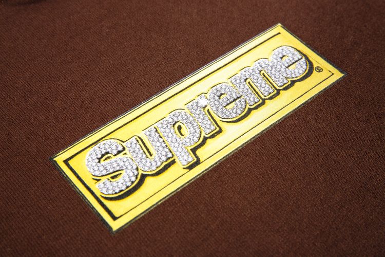 Supreme Bling Box Logo Hooded Sweatshirt Dark Brown