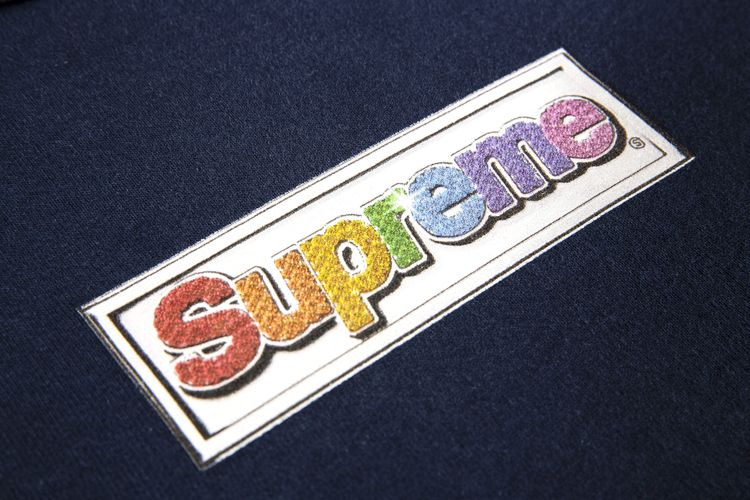 Supreme Bling Box Logo Hooded Sweatshirt Navy