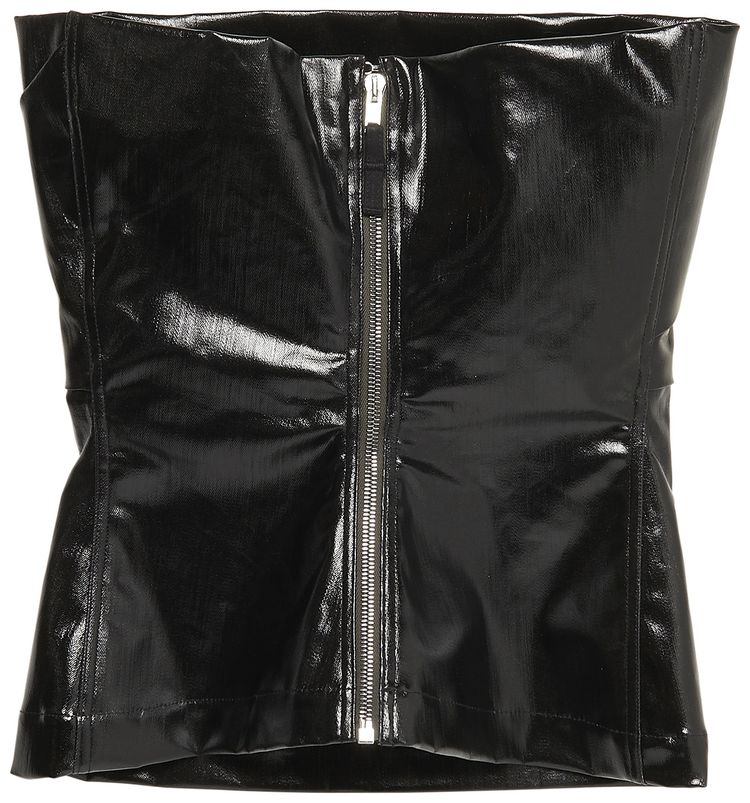 Rick Owens Lacquered Stretch Denim Bustier Top Black