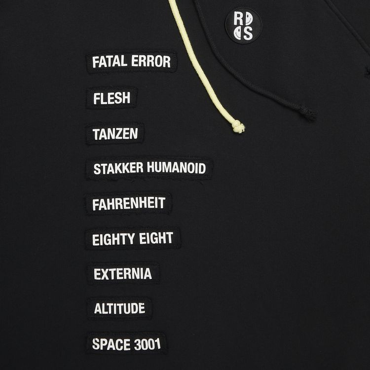 Raf Simons Big Fit Hoodie With Patched Text Black