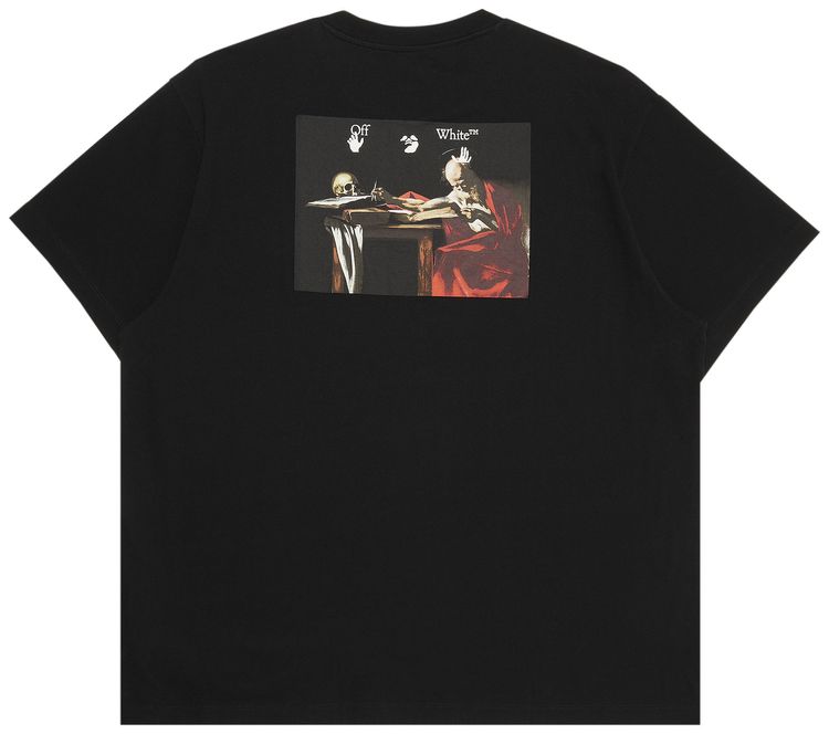 Off White Caravag Paint Over Short Sleeve Tee Black