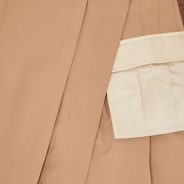 Sacai Twill Assymetric Pleated Mini Skirt Beige
