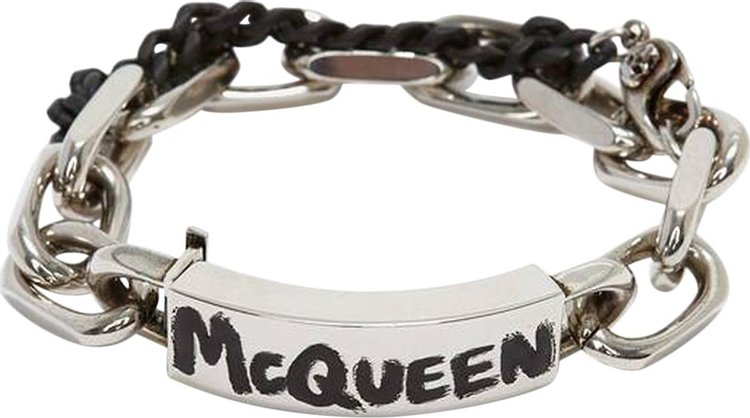 Alexander McQueen Graffiti Bracelet 'Antique Silver/Black'