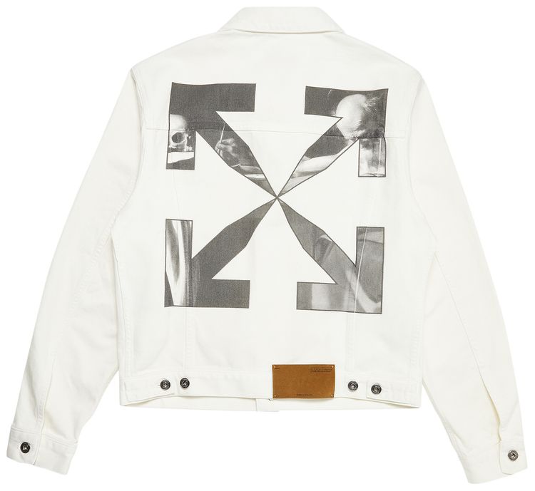 Off White Caravag Arrow Slim Denim Jacket White