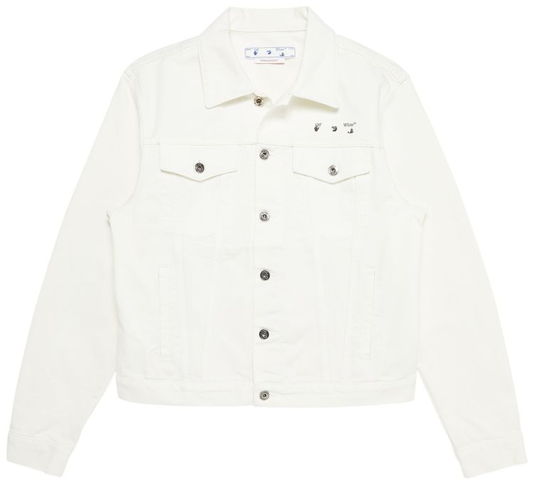 Off White Caravag Arrow Slim Denim Jacket White