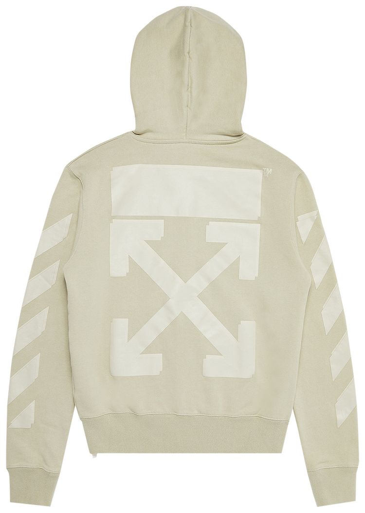 Off White Rubber Arrow Slim Zip Hoodie Abbey Stone