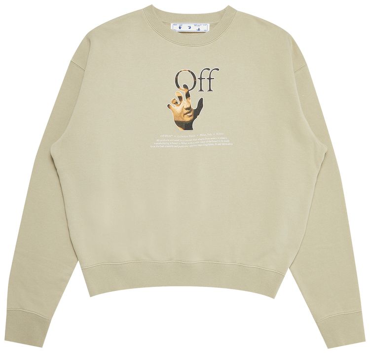 Off White Carav Hand Over Crewneck Abbey Stone