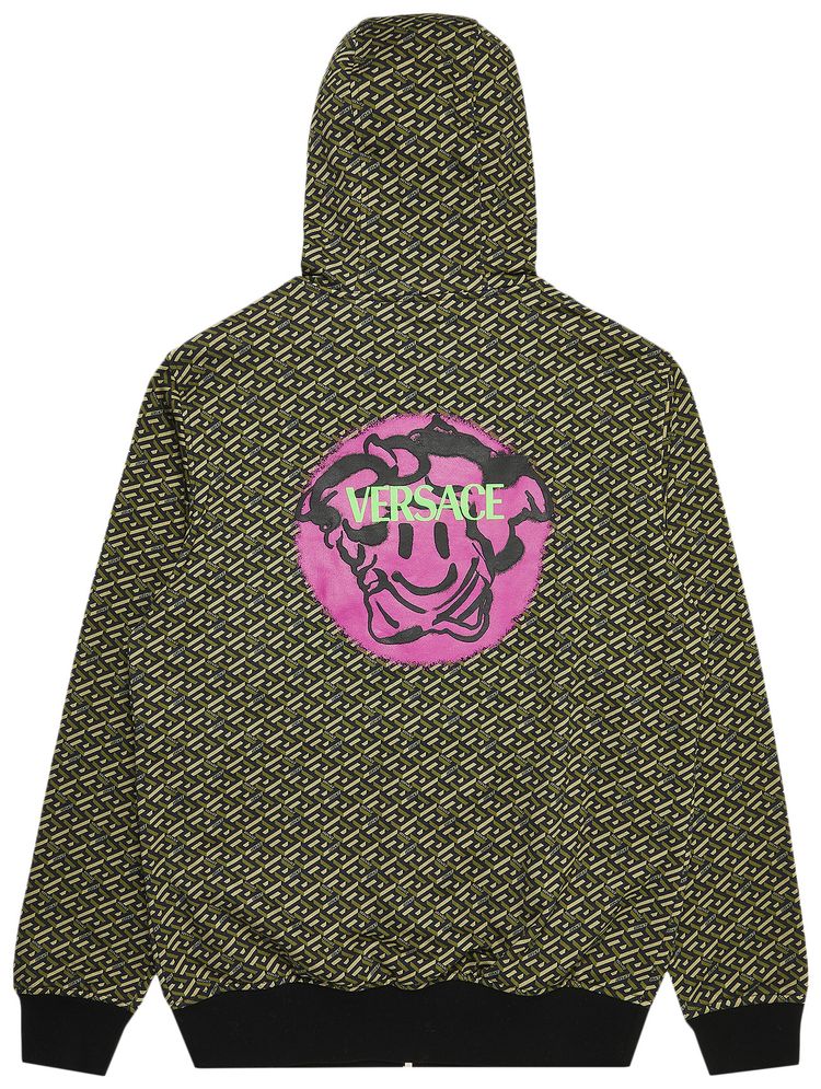 Versace Monogram Print Hoodie BlackMilitary