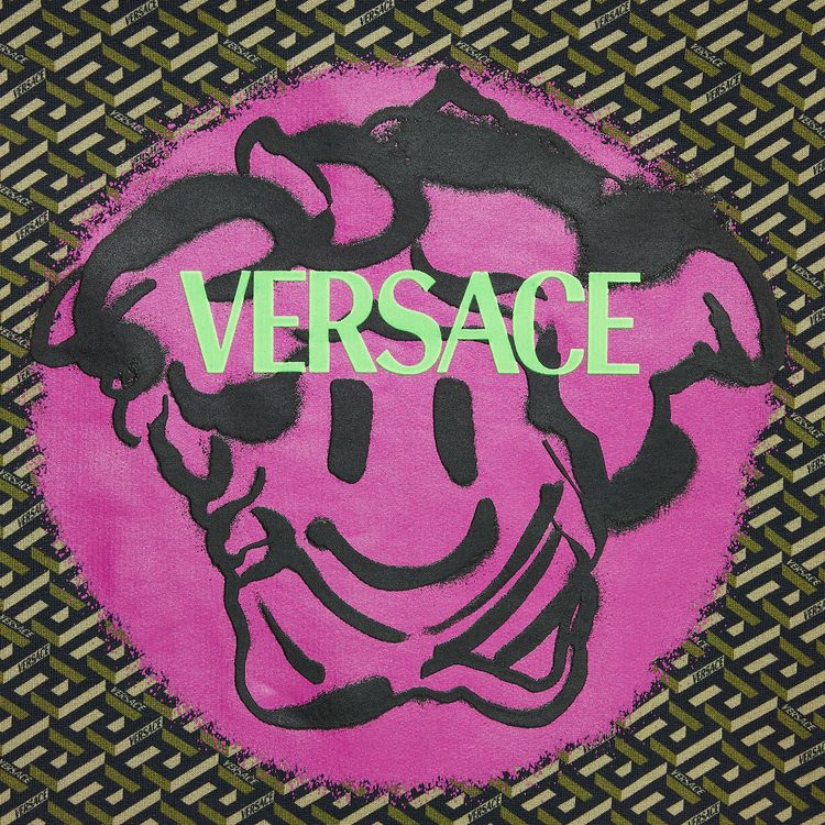 Versace Monogram Print Hoodie BlackMilitary