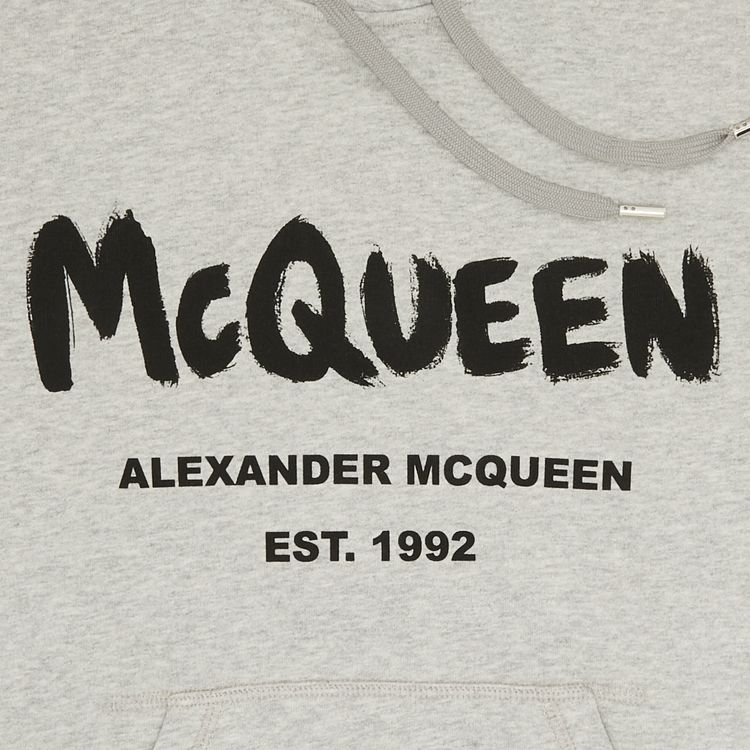 Alexander McQueen Graffiti Hooded Sweatshirt Pale GreyBlack