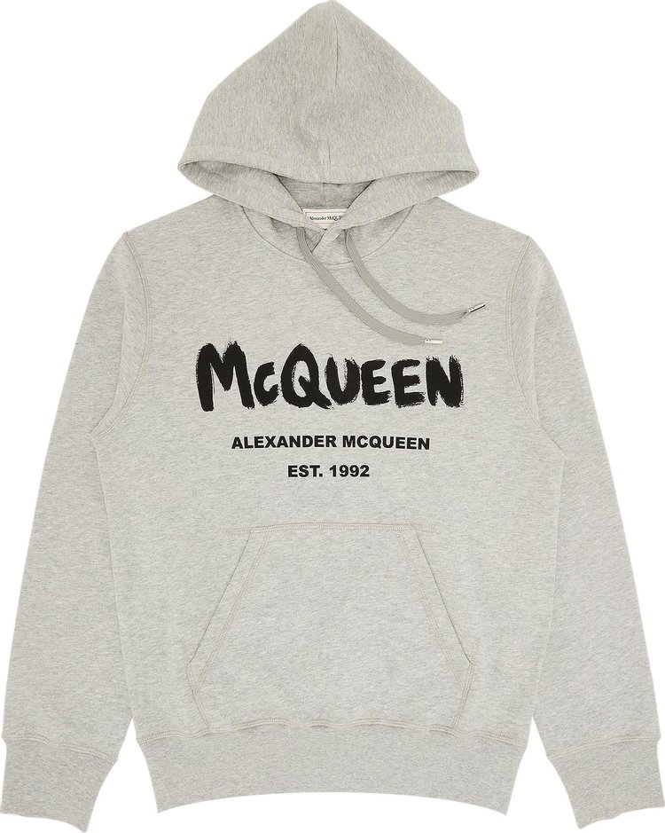 Alexander McQueen Graffiti Hooded Sweatshirt 'Pale Grey/Black'