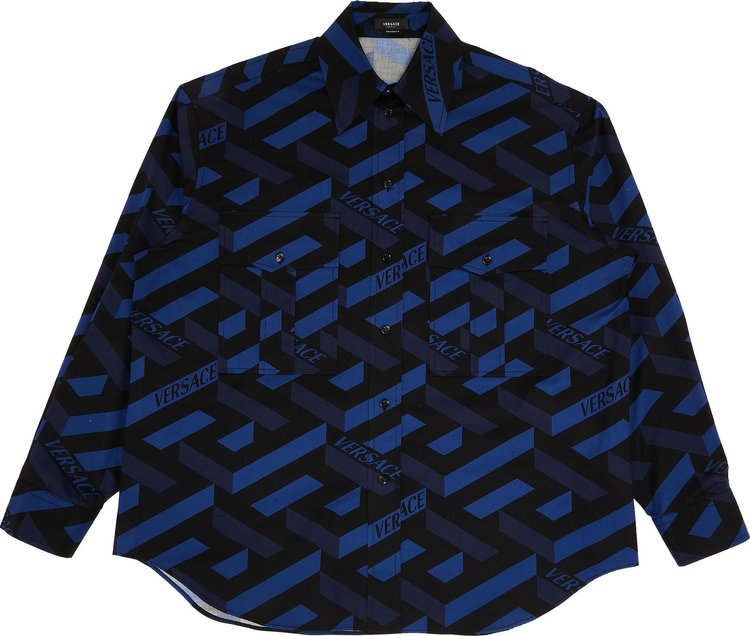 Versace Informal Monogram Shirt 'Navy/Black'