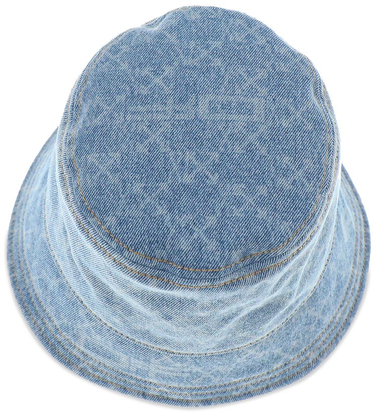Off White Monogram Denim Bucket Hat Light Blue