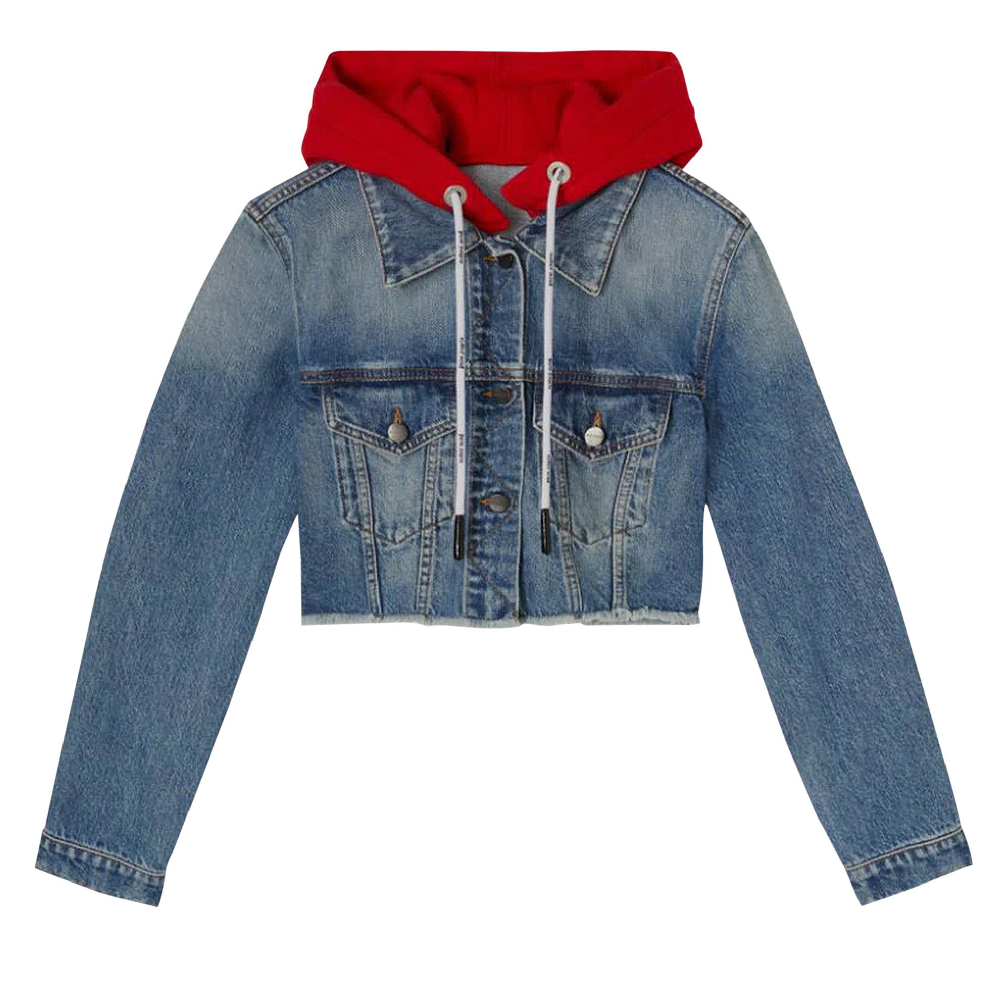 Buy Palm Angels Women Hooded Denim Jacket 'Blue/Red