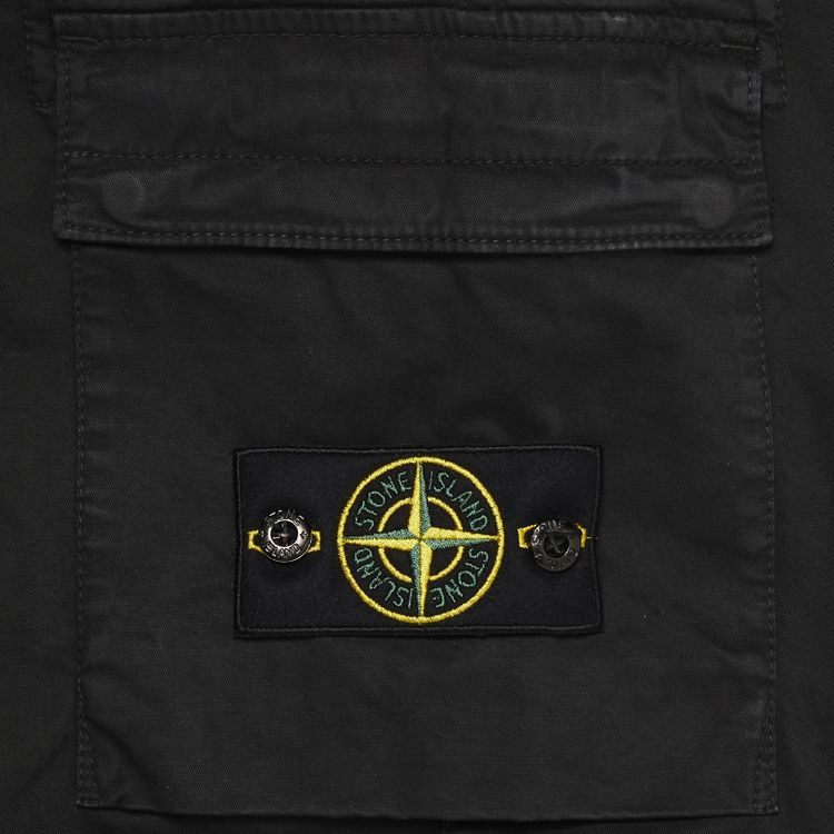 Stone Island Logo Patch Cargo Pants Washed Black