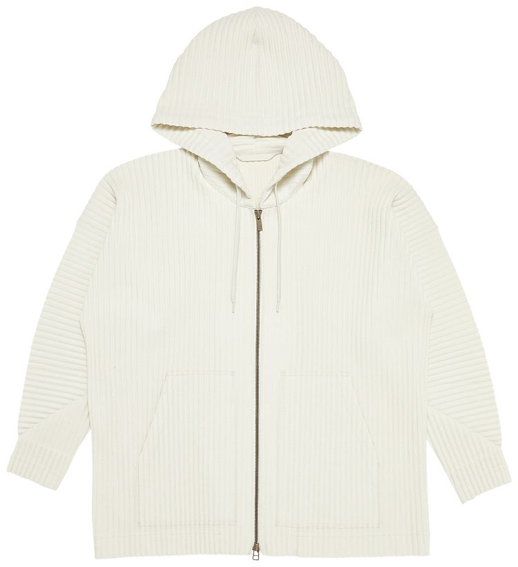 Homme Plisse Issey Miyake Zip Hoodie Ivory