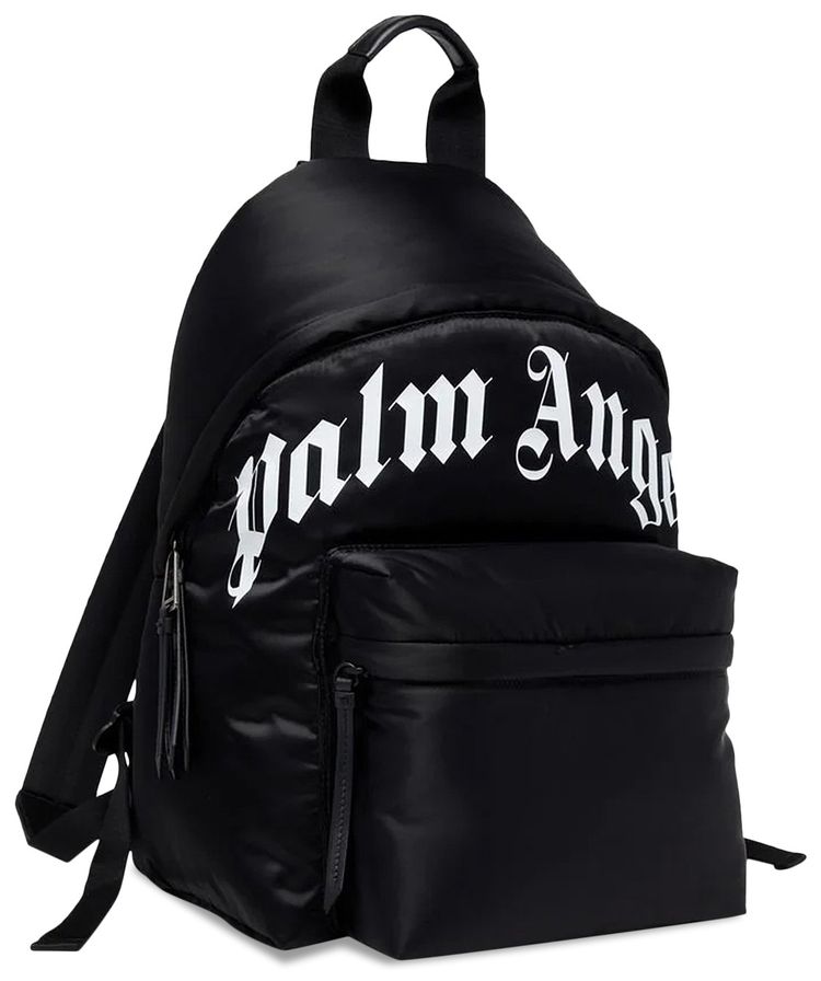 Palm Angels Curved Logo Backpack BlackWhite