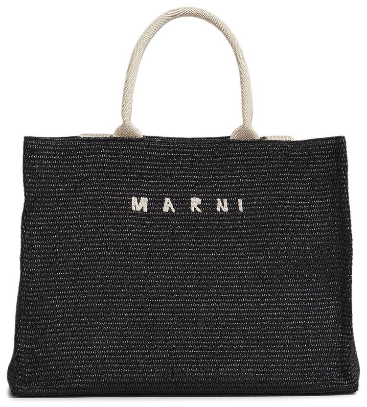 Marni Logo Detailed Shopping Bag Black