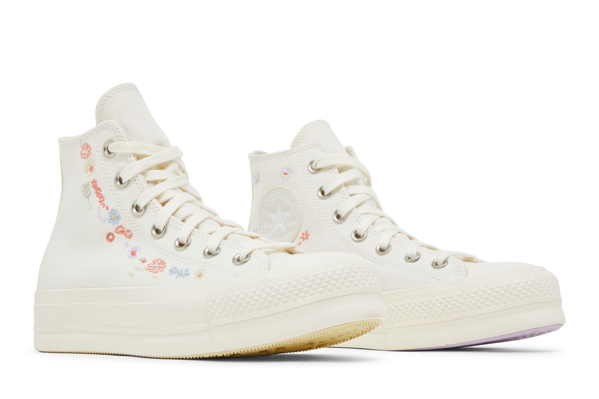 Buy Wmns Chuck Taylor All Star Lift Platform Embroidered Floral Egret A01586C GOAT