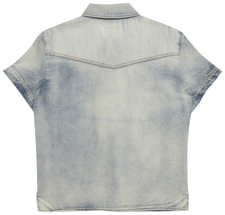 Saint Laurent Short Sleeve Boxy Shirt Soft SandBlue