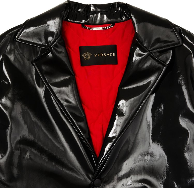 Versace Patent Leather Jacket Black